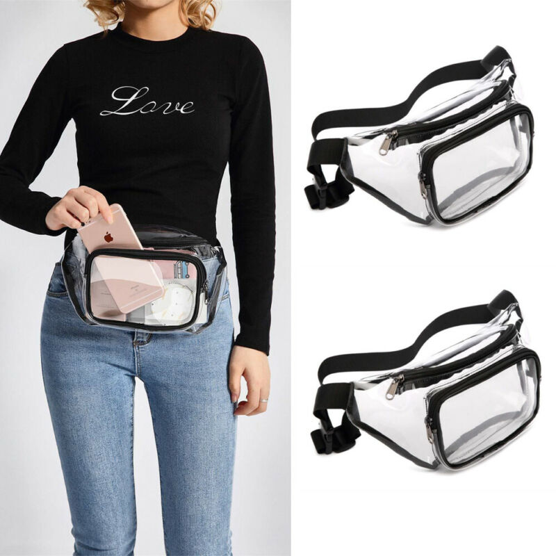 Kvinder gennemsigtig klar gelé messenger bag talje fanny pack bæltetaske tegnebog pung