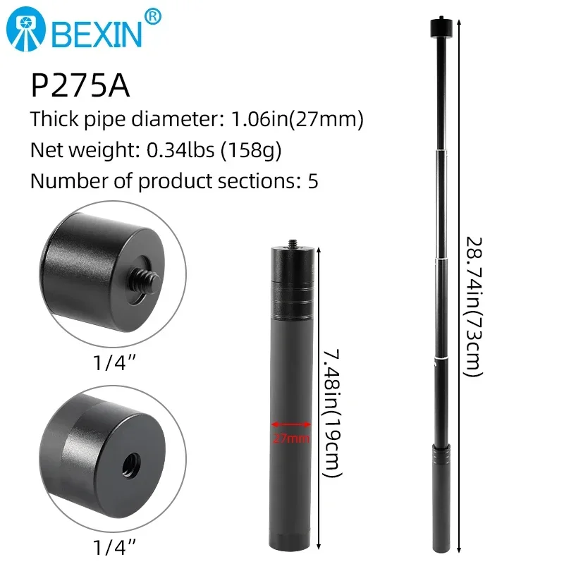 BEXIN Asta adattatore stabilizzatore per barra portatile Treppiede monopiede regolabile Prolunga per tubo di prolunga per colonna centrale Asta telescopica: green