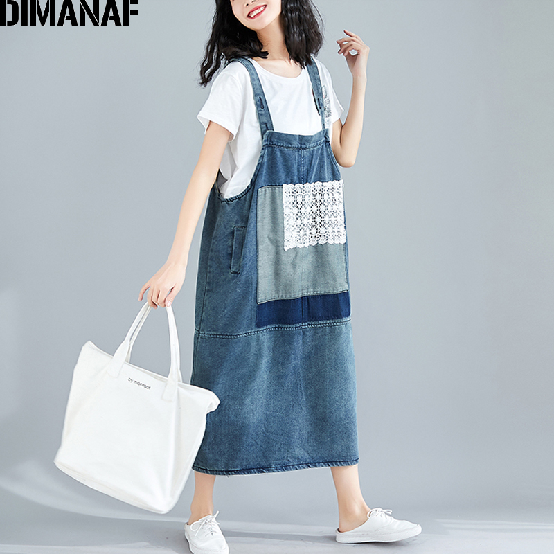 Dimanaf plus size damekjole denim blonde bomuldsvest ærmeløs stor størrelse kvinde vestidos afslappet løs basiskjole efterår