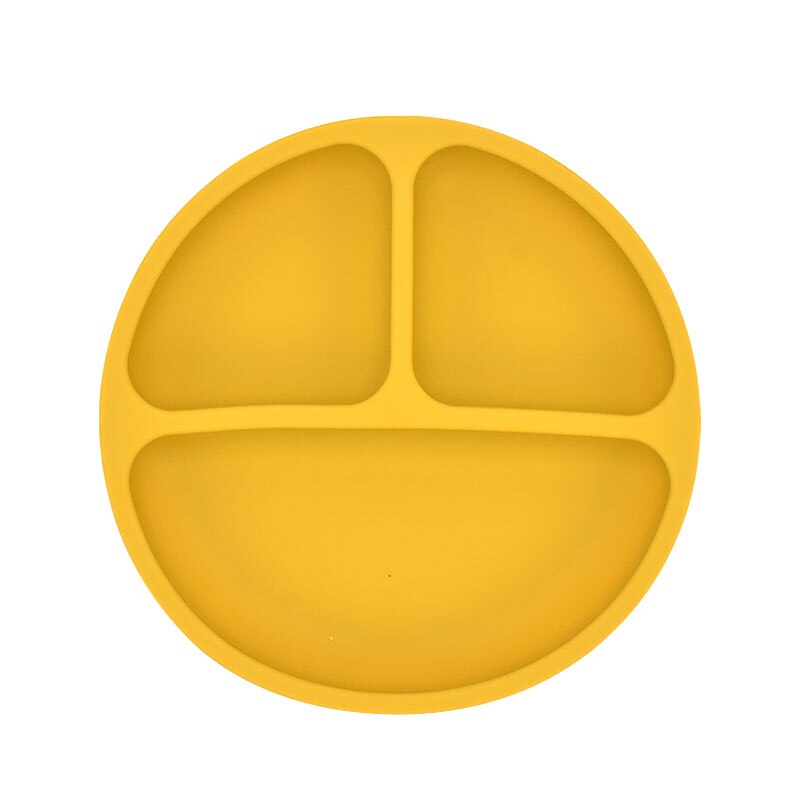 Assiette à manger en Silicone pour bébé, solide, mignon, dessin animé, vaisselle de pour bébé, formation, vaisselle, bol d'alimentation pour enfants: Yellow