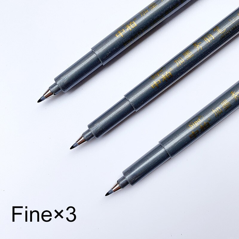 SIPA Brushes Pen Chinese Calligraphy Brush Pen Writing Drawing Sketching Bold Medium Fine Tip Refillable Soft Lettering Pen: 3pcs Fine