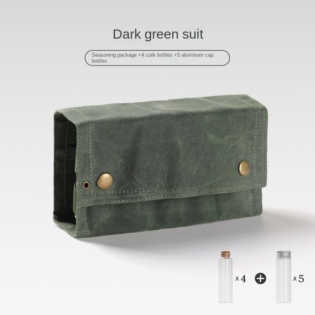 draussen Camping würzen flasche lagerung tasche freies 9 glas gewürz flasche Grill gewürz flasche combo einstellen leinwand tasche: Grün