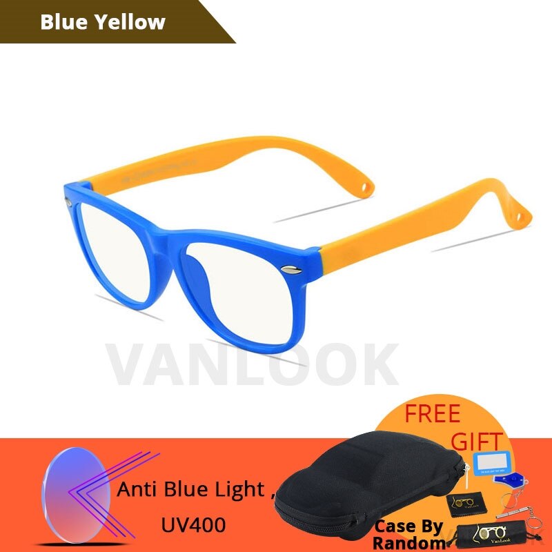 Silica Gel Kids Screen Glasses Gaming Blue Light Blocking Protective Computer for Boys Girls Child Kacamata Anti Radiasi: Blue Yellow