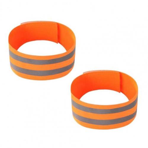 2Pcs Self-Adhesive Cycling Reflective Bands Magic Stickers Tapes Safety Leg Straps Strips Warning Armband Reflector Wristband: Orange