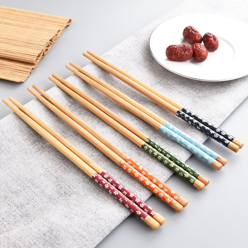 Palillos florales pequeños, palillos de madera para cocinar fideos, olla para freír, palitos de comida de estilo chino, herramientas de cocina, 1 par