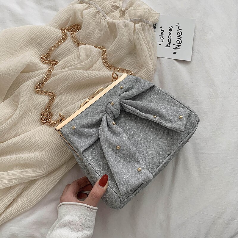 blendend Großen Bogen Süße Mädchen Frauen Geldbörsen und Handtaschen Crossbody-tasche Schulter Kette Tasche Weibliche Handtasche Totes für Weibliche beutel