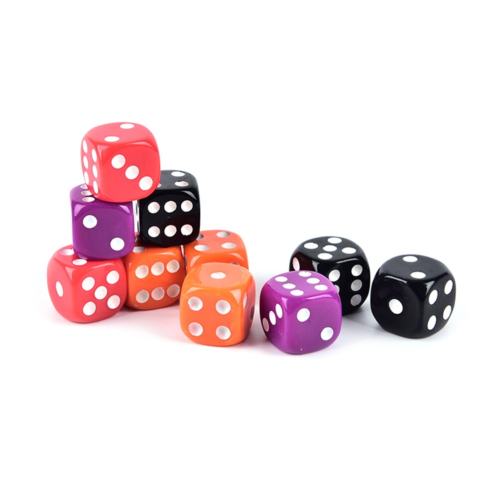 6 pces 16mm cubos arredondados cantos quatro-cor transparente dados boardgame beber jogo de dados digitais gobling