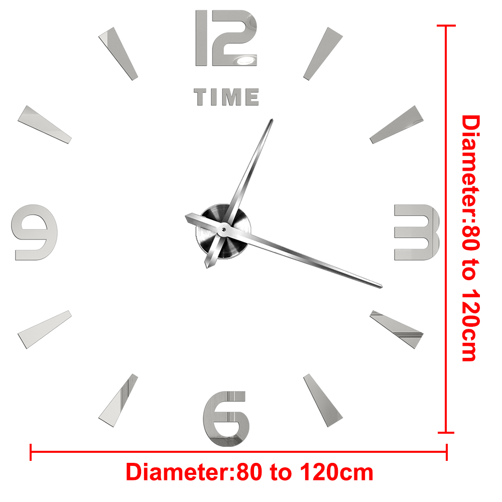 Relógio de parede moderno de 27 "~ 47", para decoração de sala de estar, sem moldura, faça você mesmo, com número de espelho, adesivo para decoração de quarto de casa: Vermelho rosado