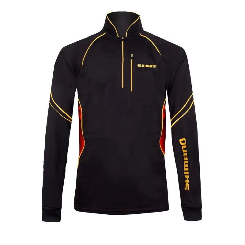 Shimano z długimi rękawami stójka ubrania wędkarskie zewnętrzna ochrona przed słońcem kolarstwo szybkoschnący lodowy jedwab długi zamek błyskawiczny szyi twarzy: 6XL / Black