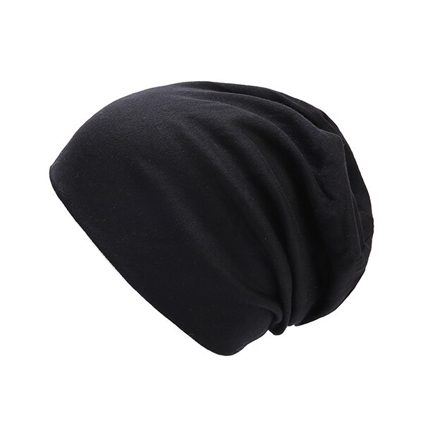 Cotton Winter Cap Acrylic Skullies Beanies For Men Women's Solid Color Outdoor Slouchy Knitted Hat Unisex Baggy Headgear: Black