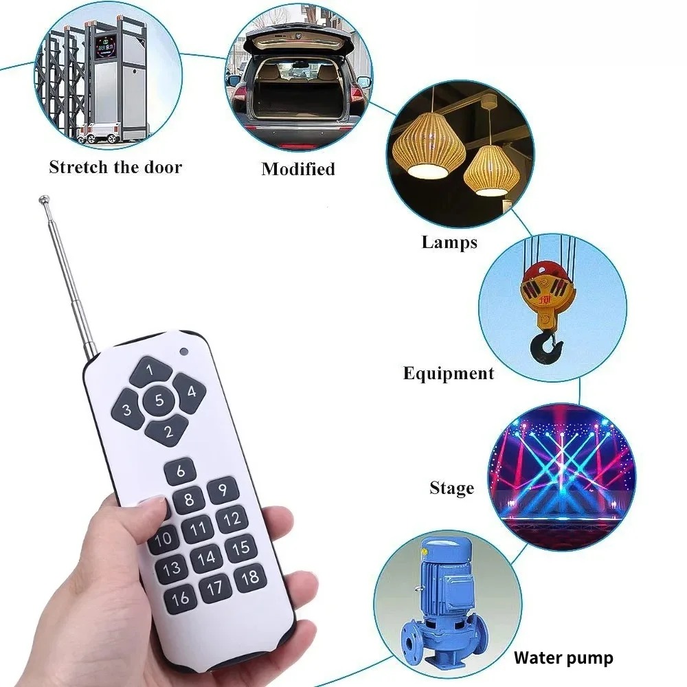 433MHZ Wireless RF Remote Control Switch 18/4/2Key Garage Door EV1527 Learning Code DC 12V Universal Auto Car Alarm System