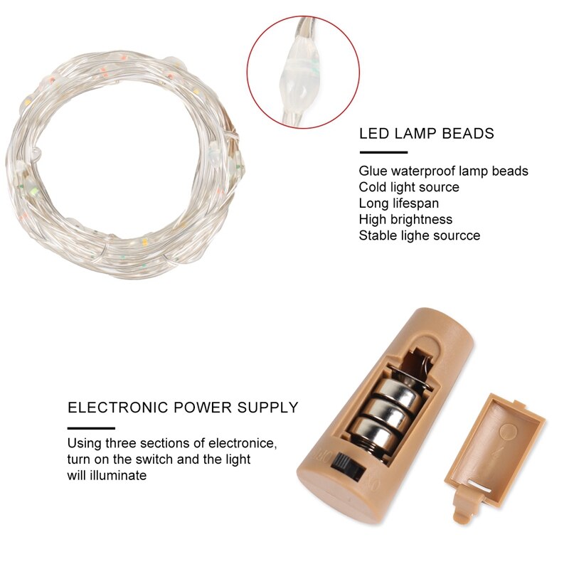 String Led Wine Bottle Lights With Cork 20 LED Fairy Lights String Lights for Party Christmas Wedding Bar Decor Garland