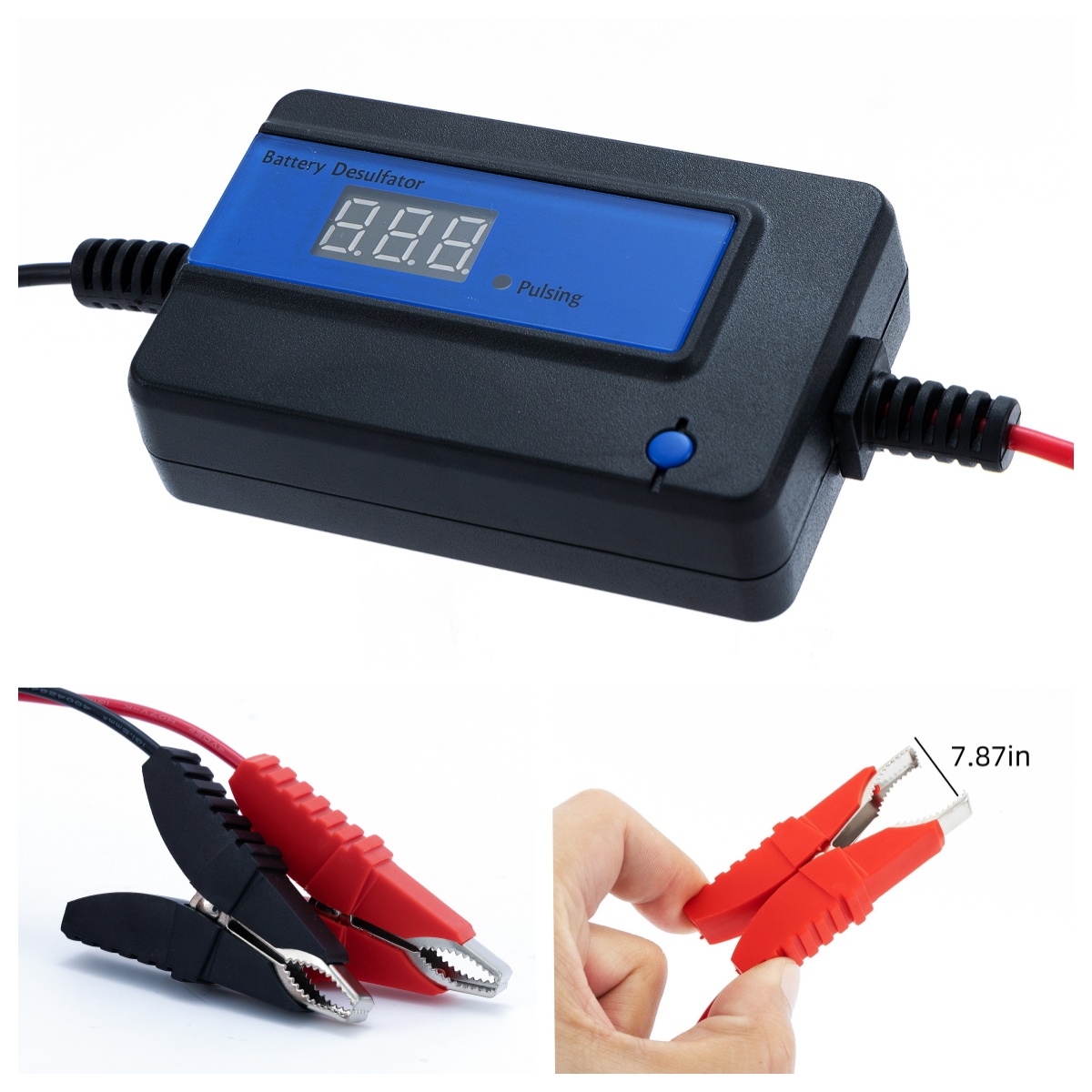 Blei-Säure-Batterie-Desulfator 12V 24V 36V 48V Batterie-Regenerator 2a Auto-Puls-Desulfator großer Clip