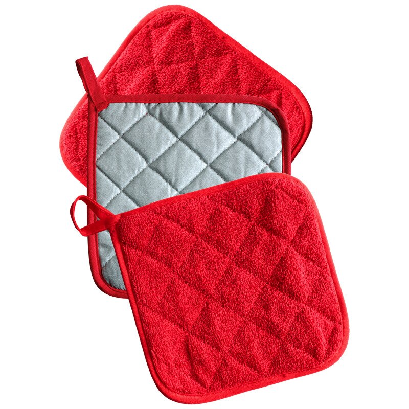 Solid Color Terry Coated Silver Cloth Potholder Placemat Microwave Oven Glove Pot Mat Kitchen Accessories: Red