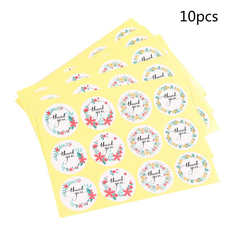 10 vellen /120 stickers krans \"bedankt\" letters print label stickers knutsel  m68e