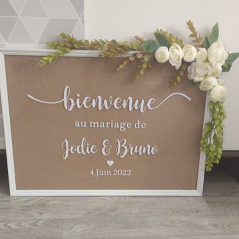 French Style Wedding Mirror Vinyl Decal Custom Names Wall Sticker Wedding Welcome Sign Vinyl Murals Romantic Mariage Décor AZ843