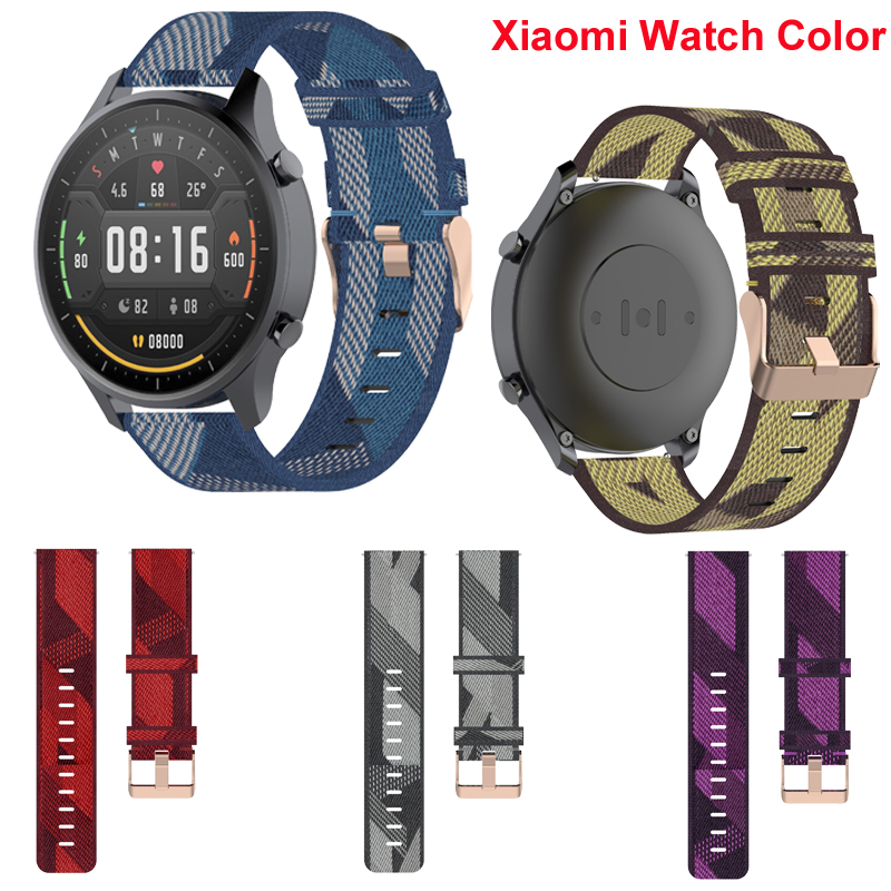 22 Mm Nylon Band Voor Xiaomi Mi Kleur Sport Samrt Horloge Canvas Geweven Armband Polsband Voor Xiaomi Horloge Kleur Band accessoires