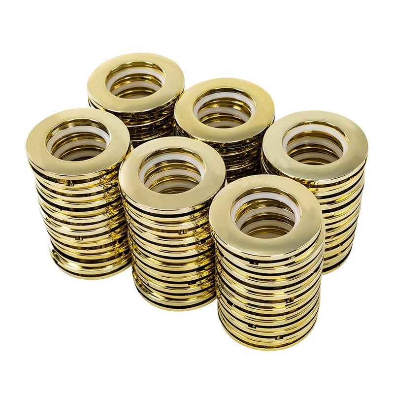 32-pack Curtain Eyelet Rings Inner Diameter 3.9cm Grommet Kit Nanoscale Low Noise Curtain Rings for Curtain Rod Shower Curtain: bright  gold