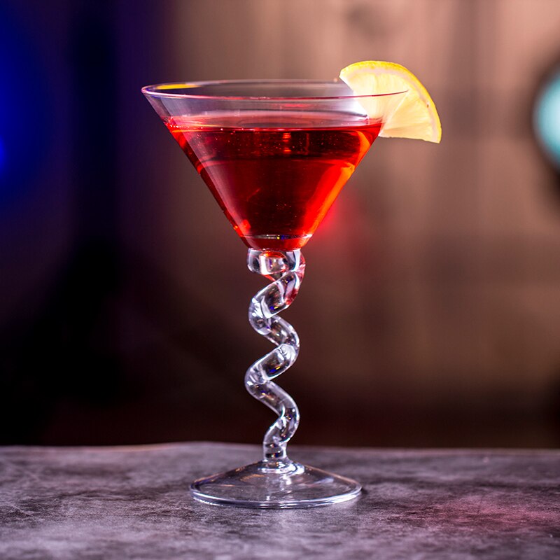 Krystalglas spiral martini glas fjederformet cocktailglas trekant glas martini glas