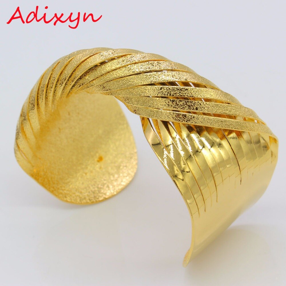 Adixyn-brazalete trenzado de oro para mujer, pulsera de Color dorado y cobre, Dubai, África, boda ancha, Joyería Árabe N01191