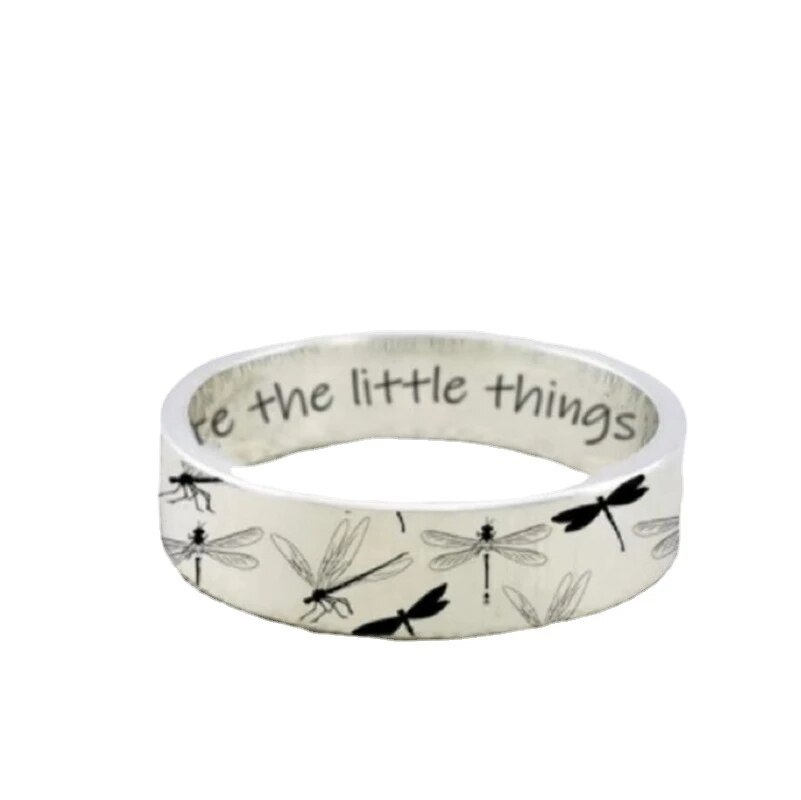 Dames Leuke Retro Graveren Libel Vlinder Brief Ring Hip Hop Gothic Party Ring Vrouwelijke Sieraden: 9 / J020--dragonfly