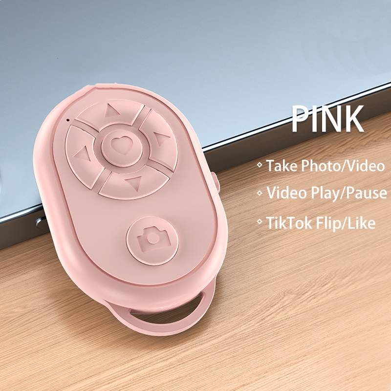 Bluetooth Remote for iPhone Xiaomi IOS Android Phone Universal Mini Remote Control Selfie Stick Bluetooth Camera Controller: Pink