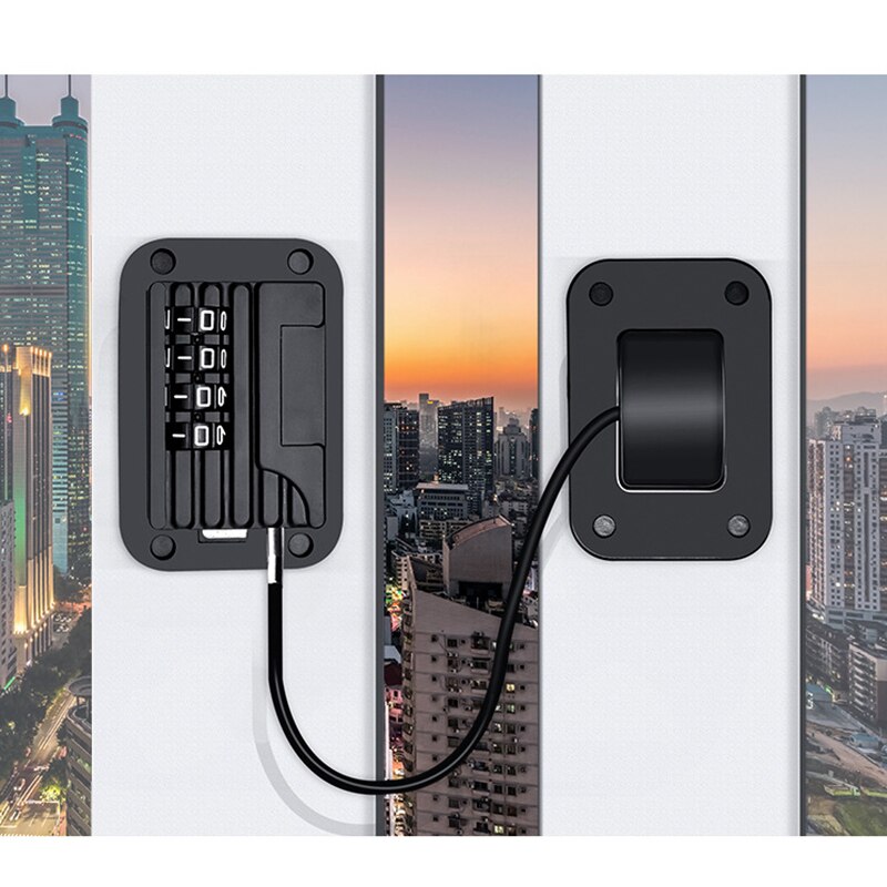 Zabezpieczenie przed dziećmi przesuwanie drzwi lodówki z 2 kluczami hasło okno bezpieczeństwa zamykana szafka blokada lodówka z zamrażarką blokada szafki: czarny z Password