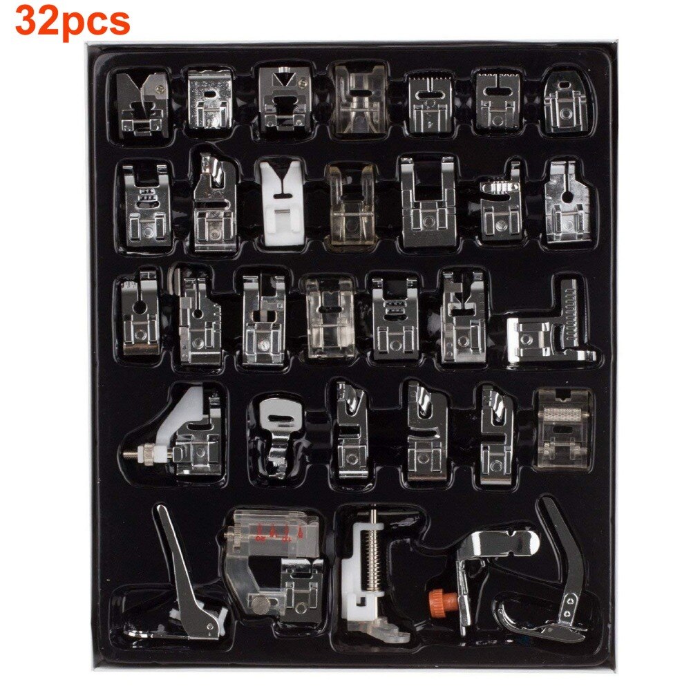32/42pcs Domestic Sewing Tool Machine Presser Foot Feet Kit Set + Box Brother Singer Janom Sewing Machines Foot Tool Accessories