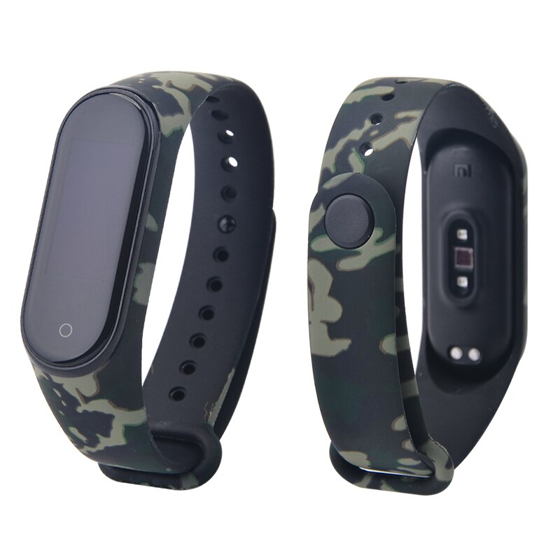 Per Mi band 4 3 cinturino da polso in silicone con stampa cinturino per xiaomi mi band 3 cinturino mimetico di ricambio per cinturino Mi band 4 3: Green Amy band