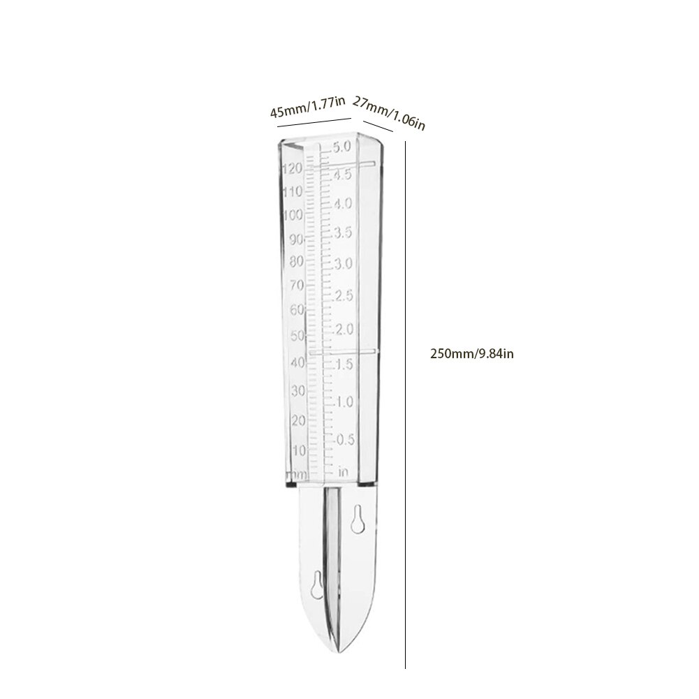 Plastic Rain Gauge Ground Rain Water Meter Rain Measuring Device Cup With Double Scale For Garden Lawn Outdoor Transparent