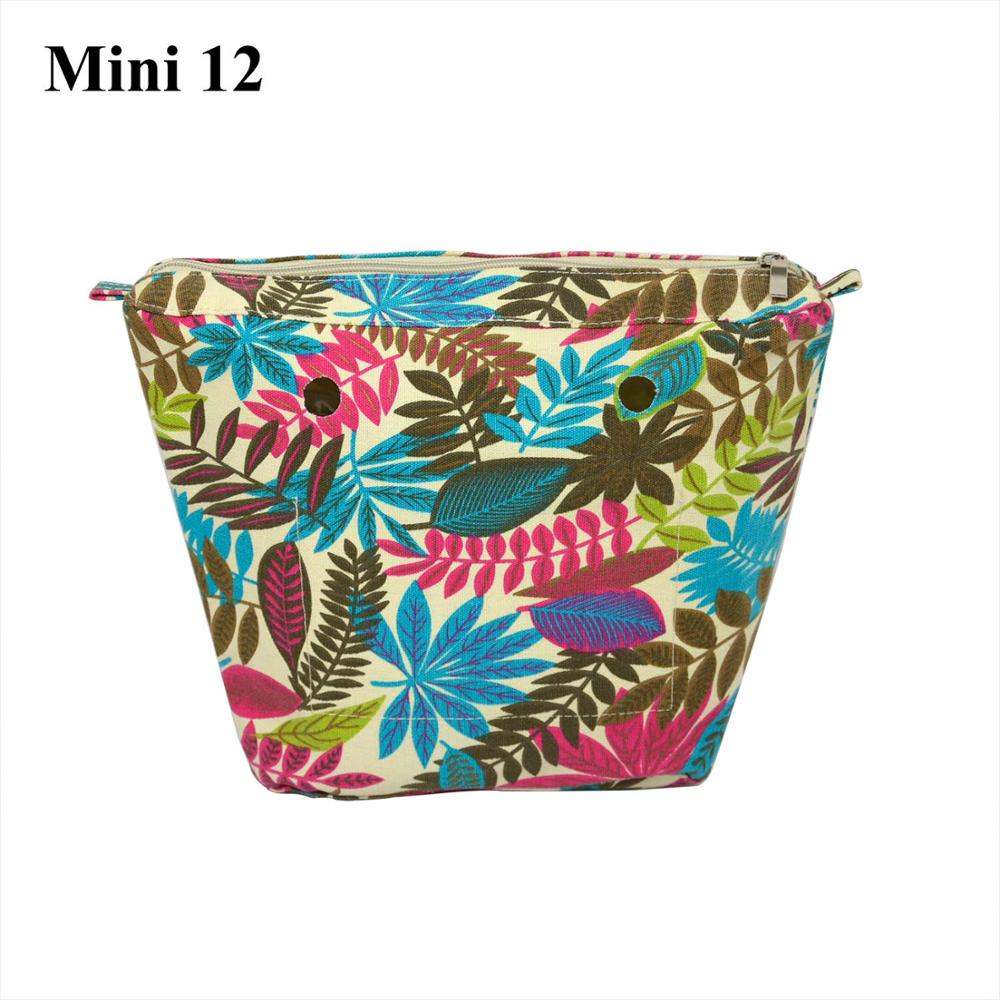 TANQU Colorful Waterproof Inner Lining Insert Zipper Pocket for Mini Obag Canvas Inner Pocket for O Bag: mini 12