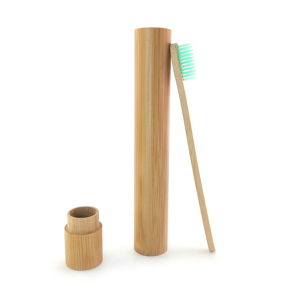 1pc Bamboo Toothbrush +1pc Bamboo Tube Eco Friendly Natural Bamboo Toothbrush Travel Case Soft Head Teeth Brush 2pc Packing: 492-D-1