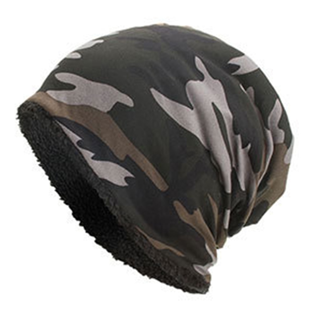 Vinter varm stickning mössa mössa slouchy kamouflage mössa unisex vinter varm bomull camo stickad skid mössor utomhus varm: D