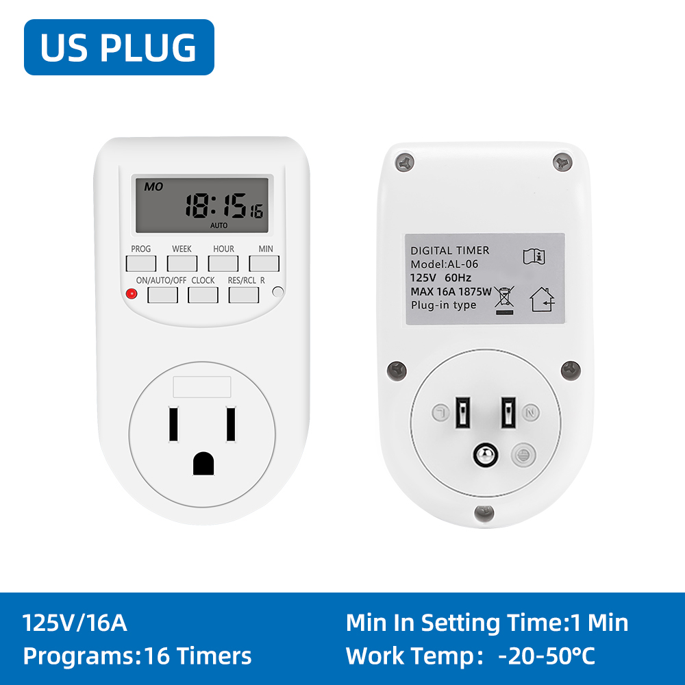 Digital Timer Switch Electronic 12/24 Hour Weekly Programmable Timing Socket EU UK US Plug Outlet Kitchen Appliance Time Control: Silver