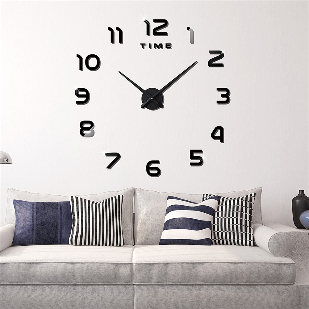 Vangold Frameless DIY Wall Clock, 3D Mirror Wall Clock Large Mute Wall Stickers for Living Room Bedroom Home Decorations