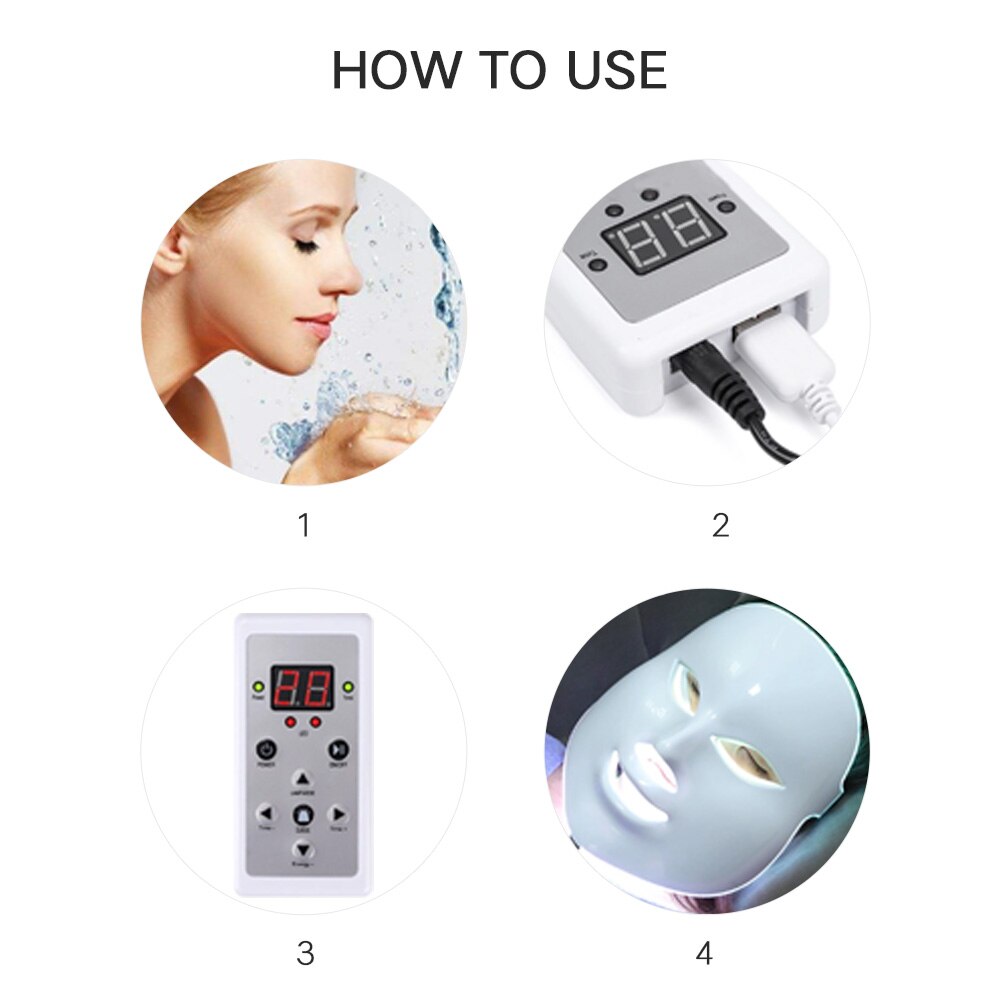 7 Color LED Mask Facial Photon Therapy Skin Rejuvenation Anti Acne Wrinkle Removal Tighten Pores Led Light Mask