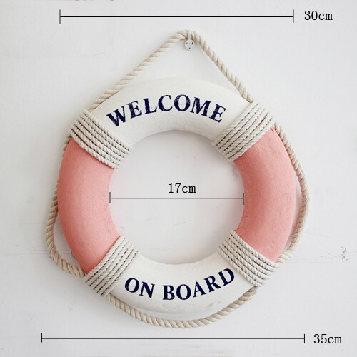 Welcome Wall ornament Life Buoy Foam Aboard Nautical Life Lifebuoy Ring Boat Wall Hanging Mediterranean Style Home Decor: 35cm C