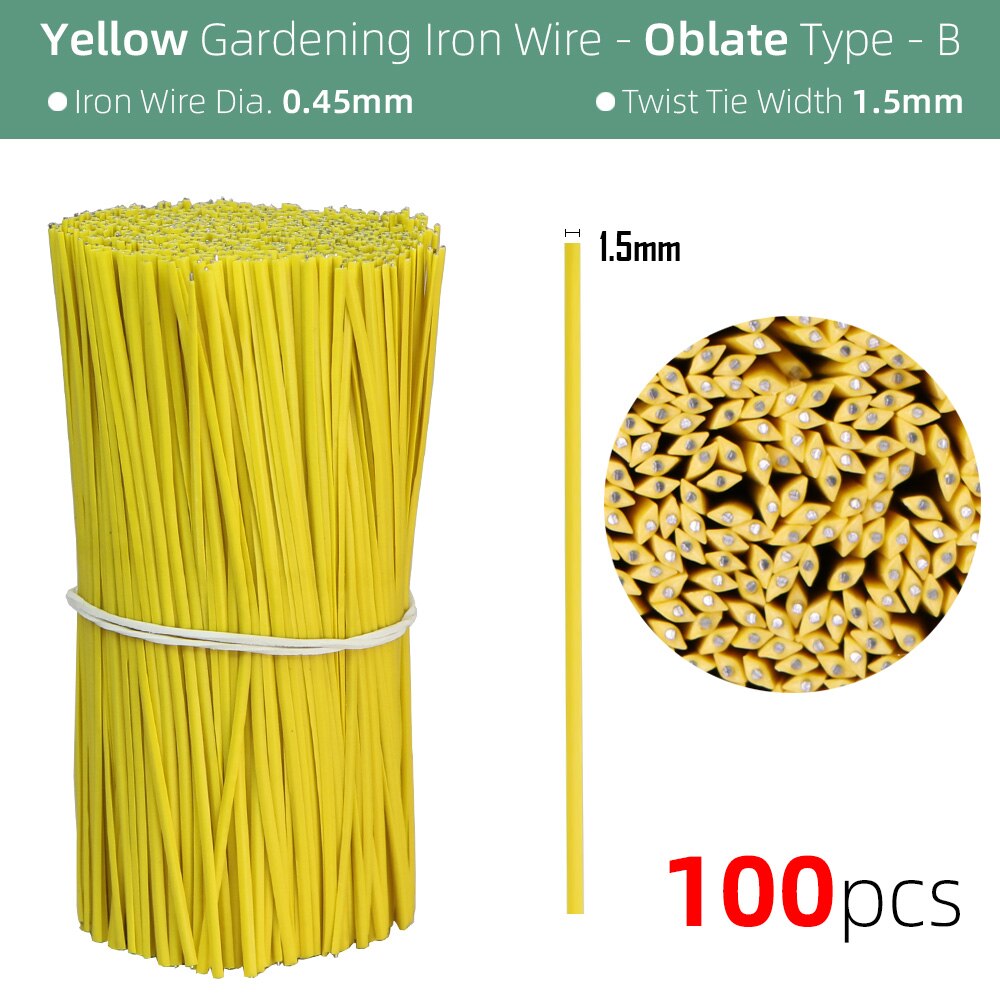 Câble torsadé de jardin en plastique, 10/12/15/20CM, cordon de Support de plante, de vigne grimpante, Ligature, fil d&#39;alimentation fixe multifonction: 12cm / Yellowx100pcs