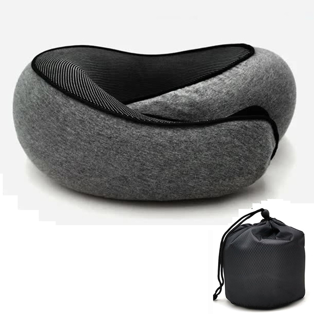 Travesseiro de pescoço para viagem, espuma de memória, formato de u, estilo caracol, suporte para pescoço, portátil, ajustável, macio, descanso de meio-dia, travesseiros para dormir: Vermelho