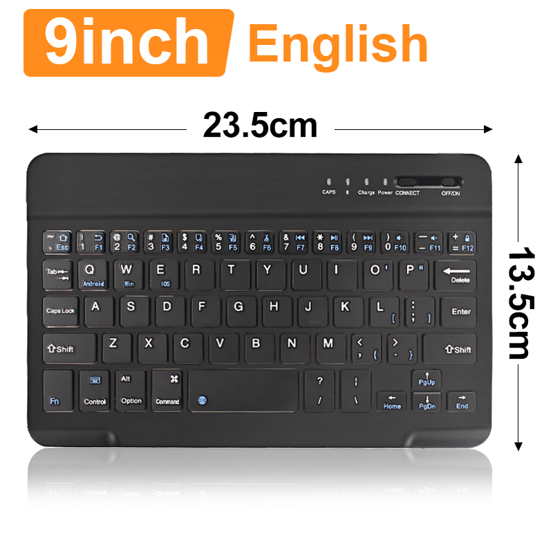 Bluetooth Keyboard Mini Wireless Keyboard Compatible with IOS Windows Rechargeable Keyboard for Mac ipad Phone Tablet Android: Black 9 inch
