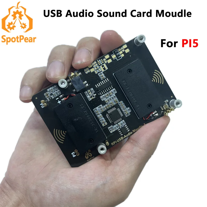 Raspberry Pi 5, USB-Audio-Soundkarte, Modulhut mit Kopfhöreranschluss, Summer-Lautsprecher-Option für Pi 4B