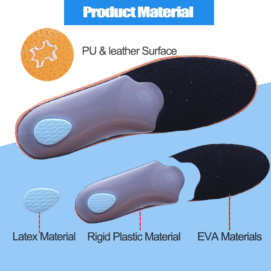 Leather orthotic insole for Flat Feet Arch Support... – Grandado