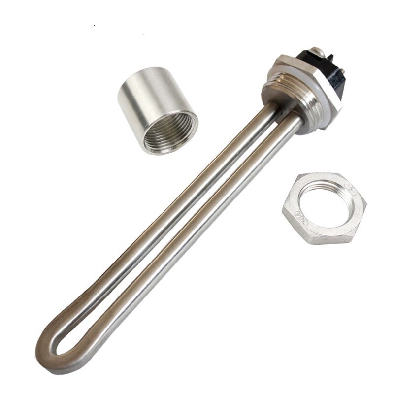 12V Heater Rvs 200W Onderdompeling Buisradiator DN25 Draad Solar Dc Water Verwarmingselement: Heater Nut Thread