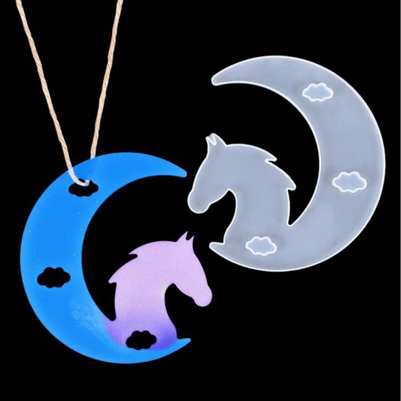 DIY Kristall Gutta percha Hirsch Katze Mond Silikon Spiegel bilden Kaninchen Delfin Anhänger Silikon bilden: Himmel Blau