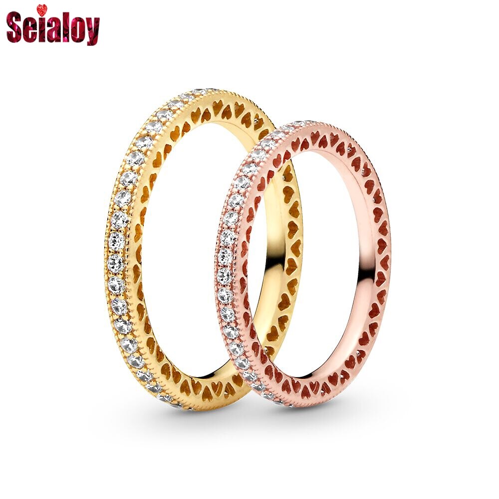 Seialoy Shiny Liefde Hart Ringen Voor Vrouwen Mannen Meisjes Vriendschap Stapelbaar Ringen Paar Lover Wedding Engagement Sieraden