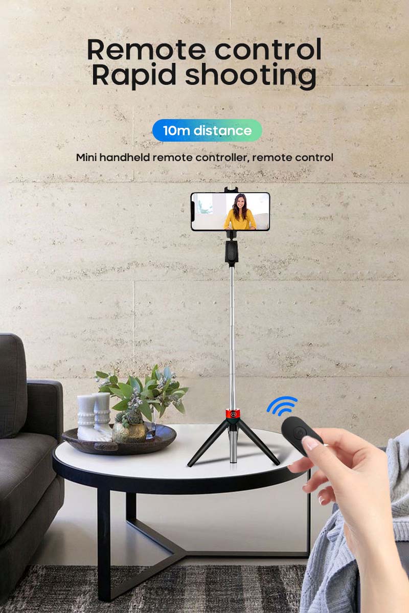 På lager trådløs bluetooth selfie stick med stativ 3- i -1 mini selfie stick foldbar bærbar telefonholder til xiaomi iphone