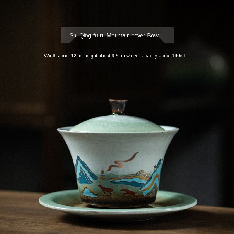 Fu Rushan zuppiera ceramica antica giapponese Gaiwan grande tazza da tè ciotola da cerimonia del tè Kung Fu impostato da tè impostato da tè cina cinese Gaiwan: Default Title