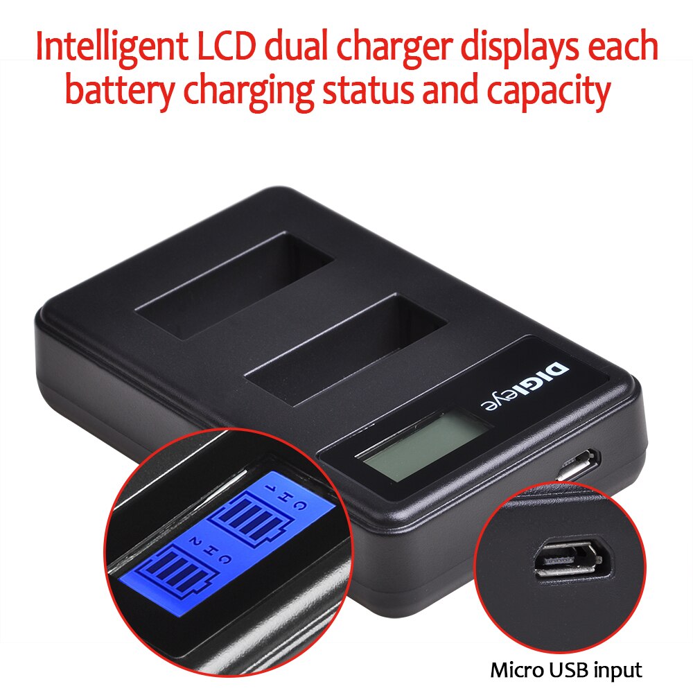 3Pcs 1180Mah PG1050 Oplaadbare Batterij + Lcd Dual Charger Voor 4K Action Camera Akaso EK7000 Eken H9R sjcam SJ4000 Dbpower