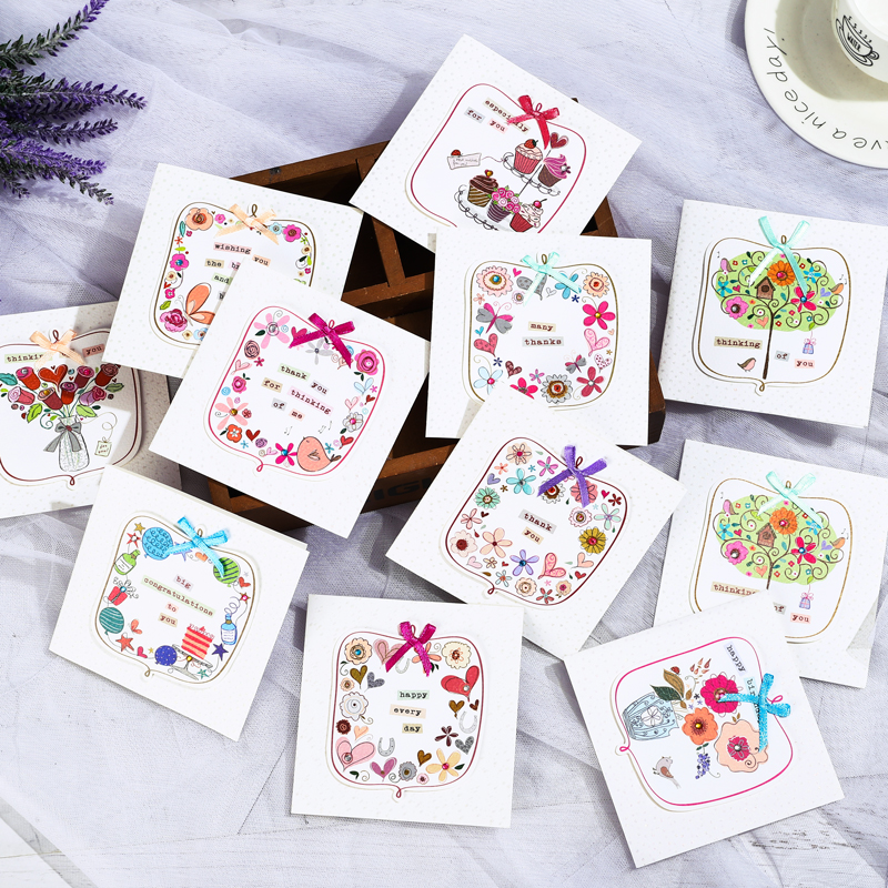 cute mini greeting cards square kids handmade birthday flower small cards for mother's day