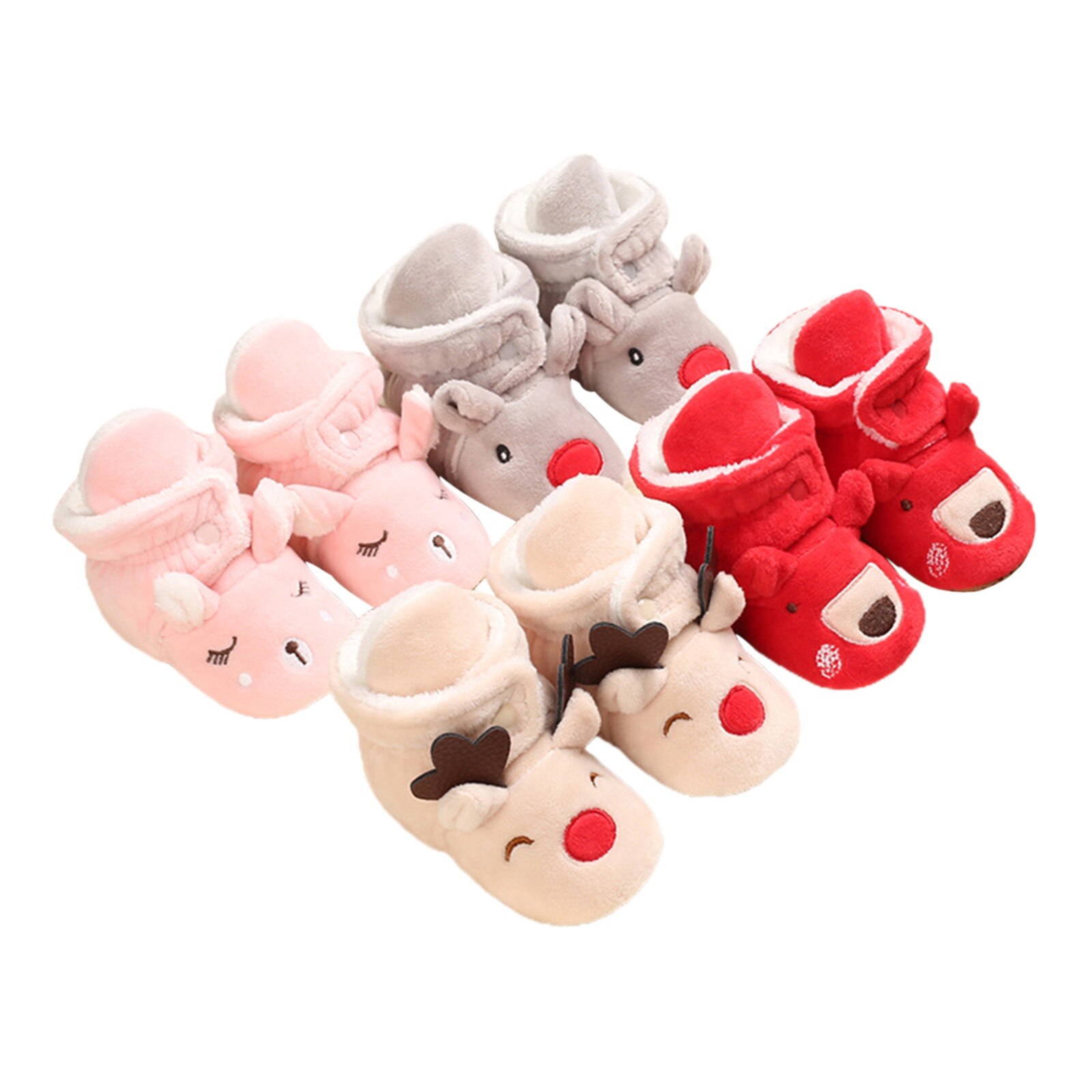 Baby cartoon dieren laarsjes zachte zool winter warme binnenpantoffels peuter eerste loopschoenen met antislip onderkant